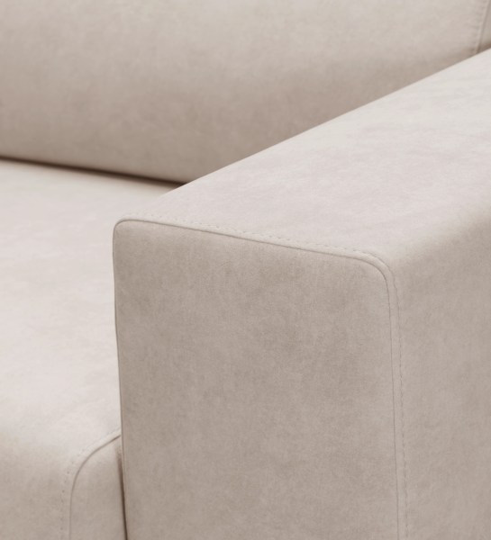 Oporto Sofa beige fabric armrest close-up with visible stitching