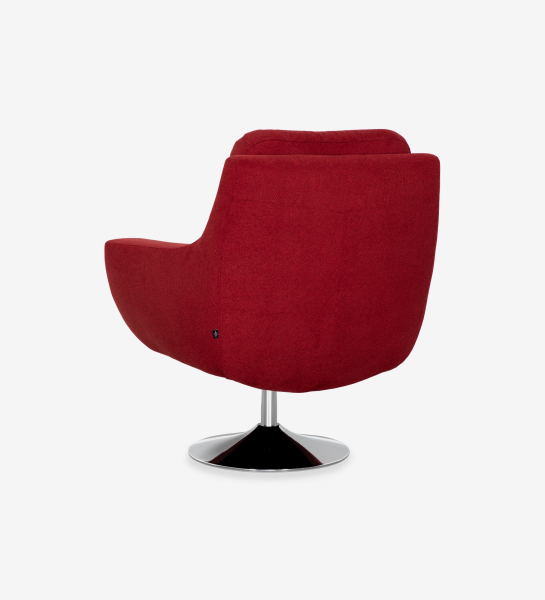 Paris Armchair red swivel upholstered chair with chrome round base, rear view