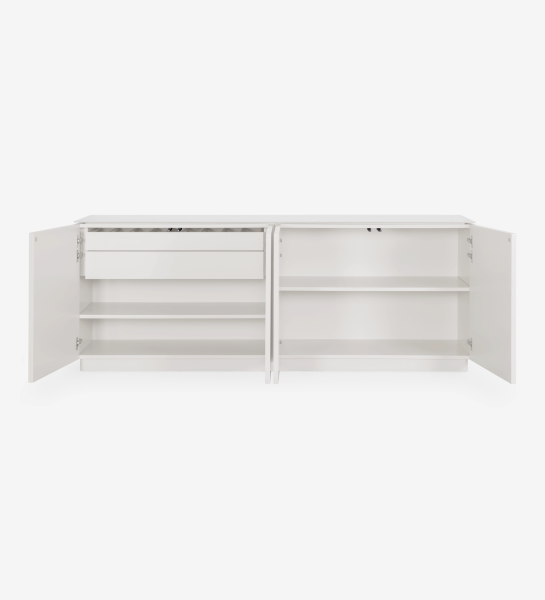 Sideboard Geneve white cabinet with open doors, shelves and one drawer