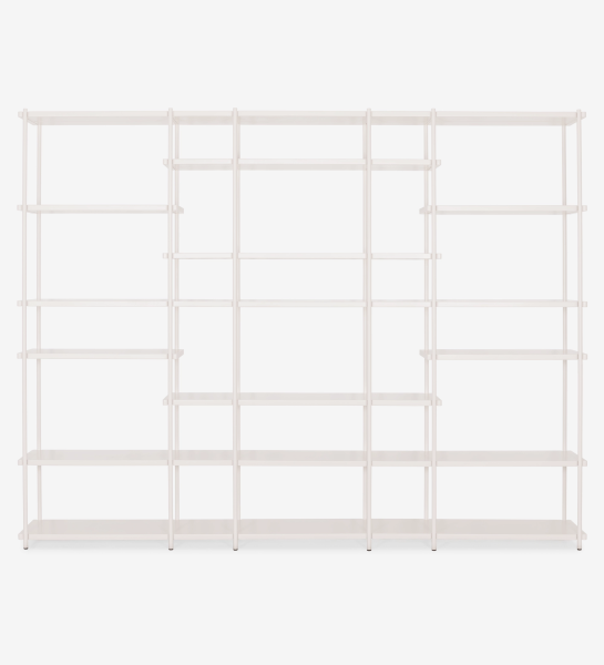 Bookcase Paris large white open shelving unit with five columns