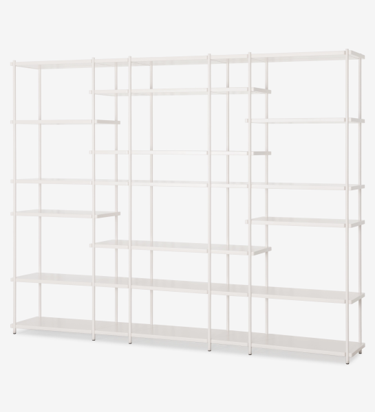 Bookcase Paris white modular open shelving unit with five columns