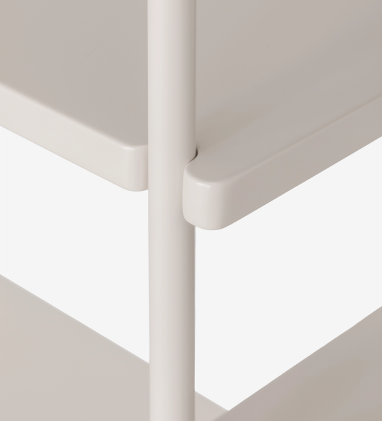 Cream rounded shelf corner with vertical cylindrical support on Bookcase Paris