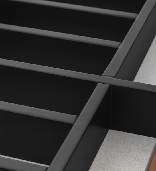 Nice Sideboard black metal interior grid with textured silver base