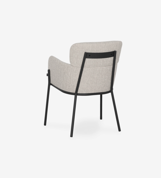 Silla Cannes tapizada beige con estructura metálica negra, vista posterior