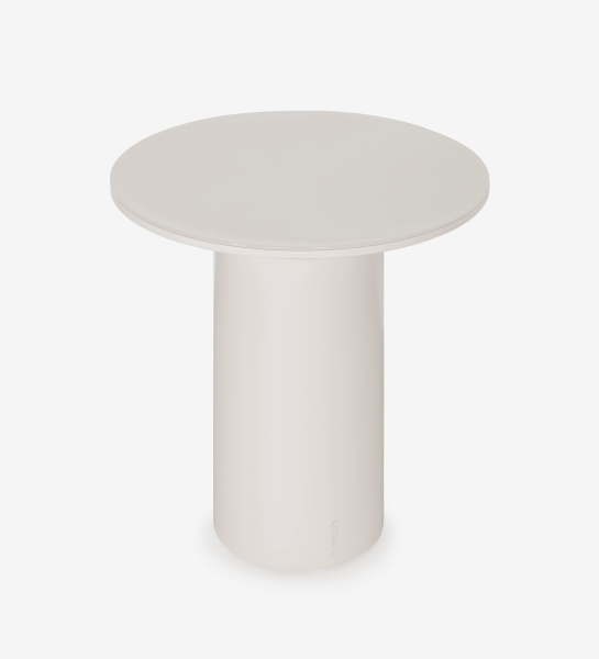 Paris Side Table round white pedestal table with cylindrical base