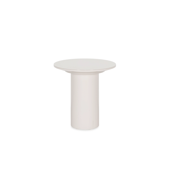 Paris round side table lacquered in pearl, pearl glass top, Ø 48 cm.