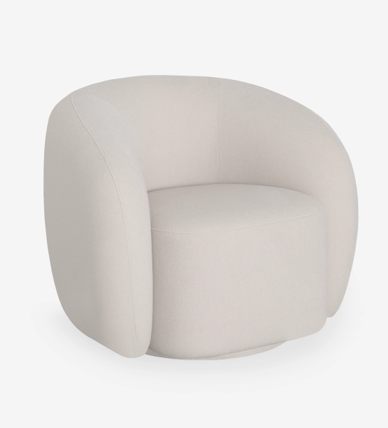 Fauteuil Monaco beige clair en tissu bouclé à silhouette arrondie