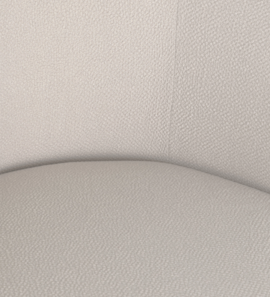 Fauteuil Monaco beige en tissu bouclé, gros plan sur l'assise et le dossier.