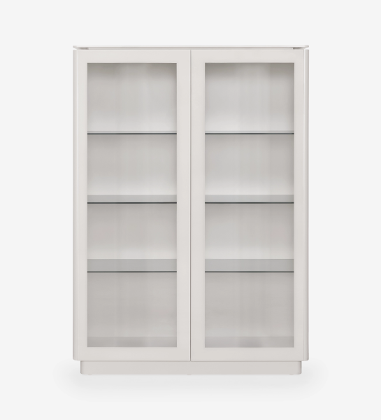 Vitrine Geneve branca com duas portas de vidro e três prateleiras interiores