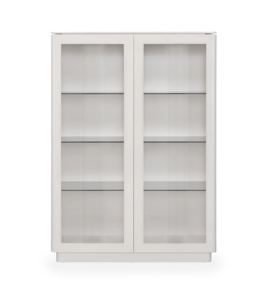 2 glass doors and high gloss palissandro, glass shelves, black lacquered structure