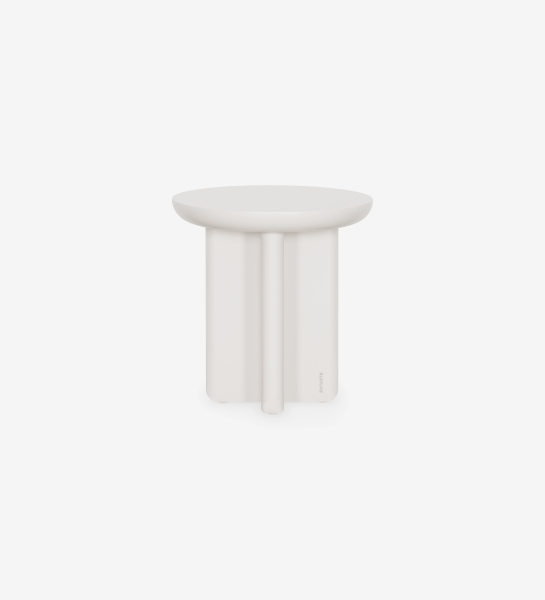 Mónaco Side Table in matte white with round top and sculptural central base