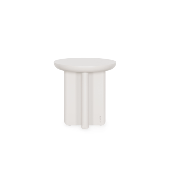 Mesa de apoio Mónaco redonda em lacado pérola, Ø 45 cm.