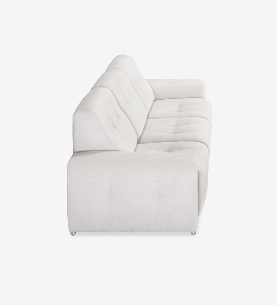 Canapé Madrid 3 places blanc crème en tissu, assise et dossier capitonnés