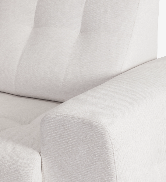 Canapé Madrid beige clair en tissu, accoudoir et dossier capitonnés
