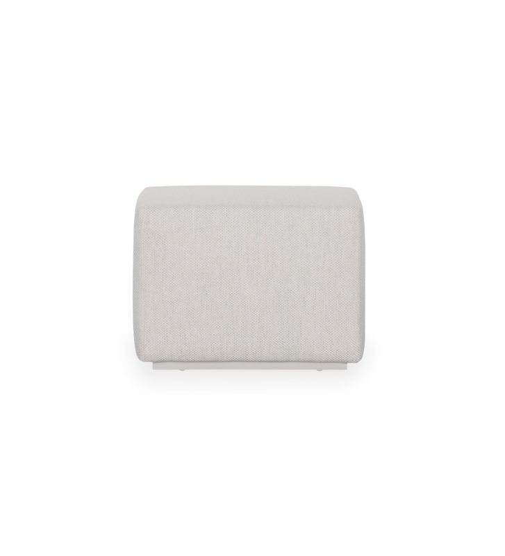 Puff Nice rectangular, tapizado en tela perla, zócalo lacado perla, 55 x 34 cm.