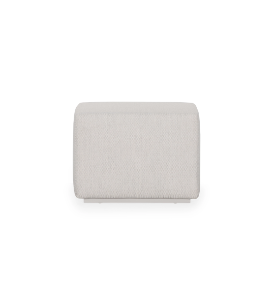 Puff Nice rectangular, tapizado en tela perla, zócalo lacado perla, 55 x 34 cm.