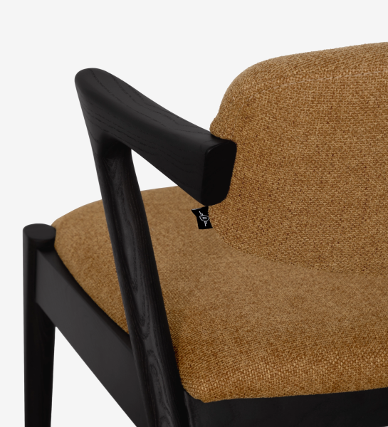 Silla Elba madera negra con asiento y respaldo tapizados marrón