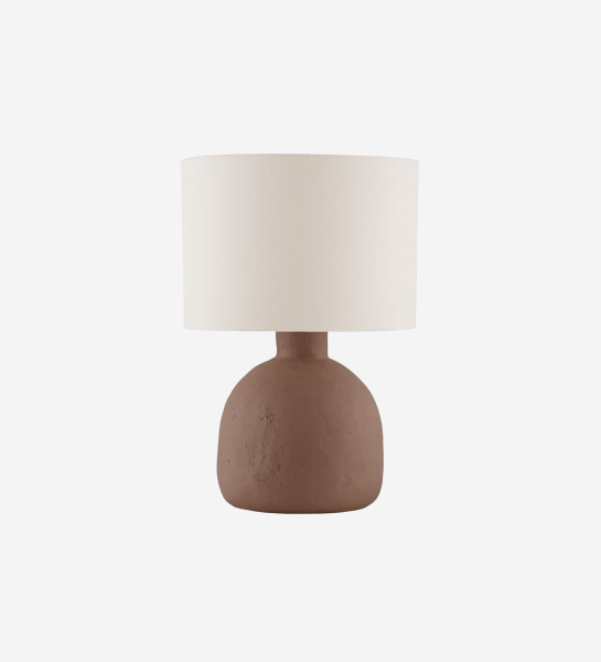 Elba table lamp with rounded terracotta base and white drum shade