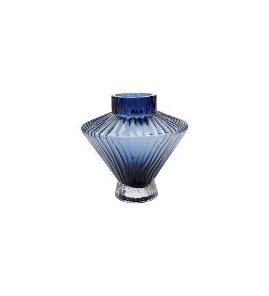 Hand-blown blue vase made of coloured glass.