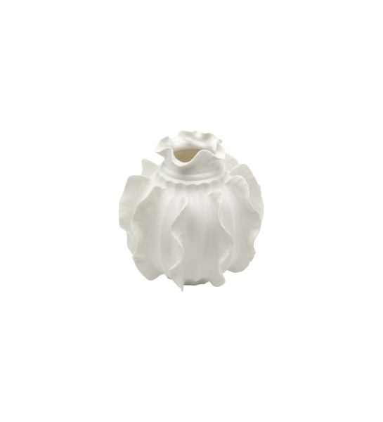 Handcrafted white porcelain vase.