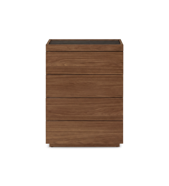 Camisero con 4 cajones en nogal y encimera en laminado mármol Port Laurent.