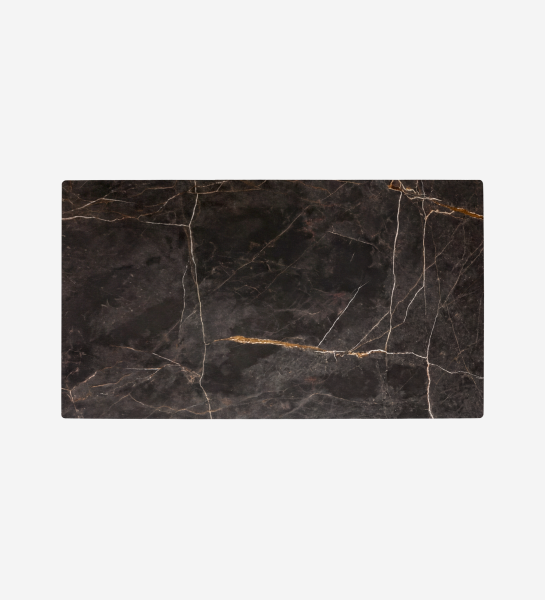 Lagos Dining Table rectangular dark marble top with white and gold veins