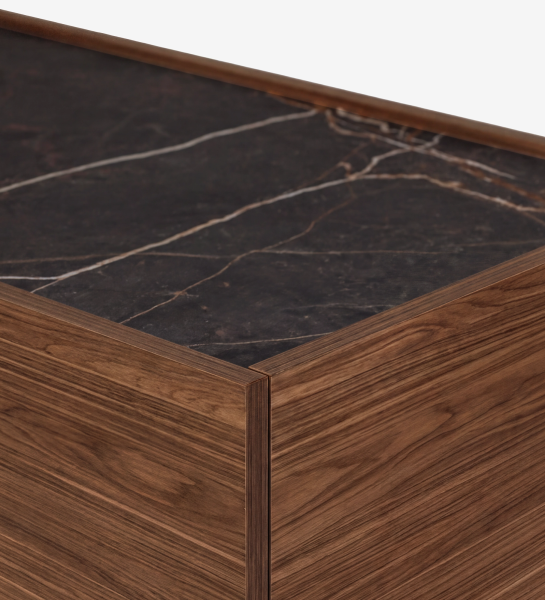 Buffet Lagos en noyer avec coin et plateau en marbre noir veiné