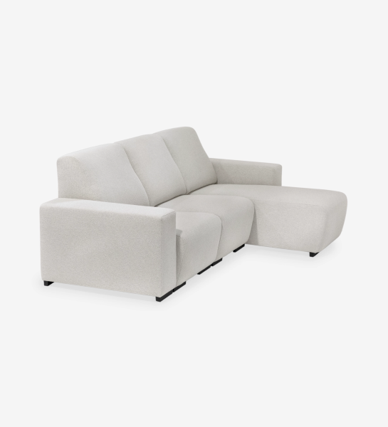 Sofá con chaise longue Lagos blanco crema de tres plazas, chaise a la derecha