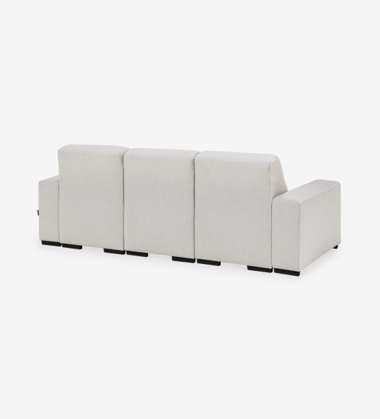 Sofá con chaise longue Lagos en tejido blanco visto por detrás
