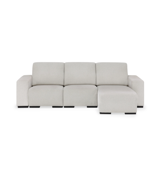 Sofá Lagos 2 lugares e chaise longue direita, estofado a tecido Light Grey.