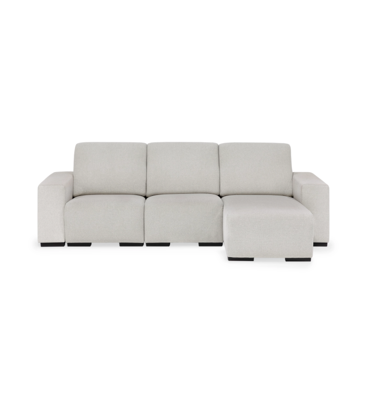 Sofá Lagos 2 lugares e chaise longue direita, estofado a tecido Light Grey.