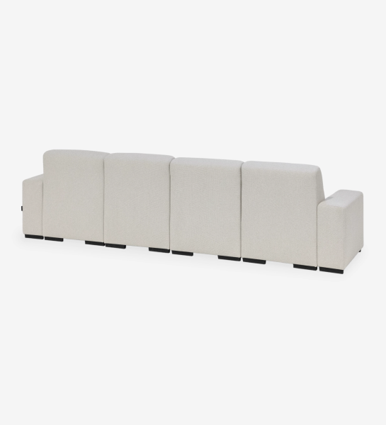 Sofá com Chaise Longue Lagos bege modular visto de costas, chaise à direita