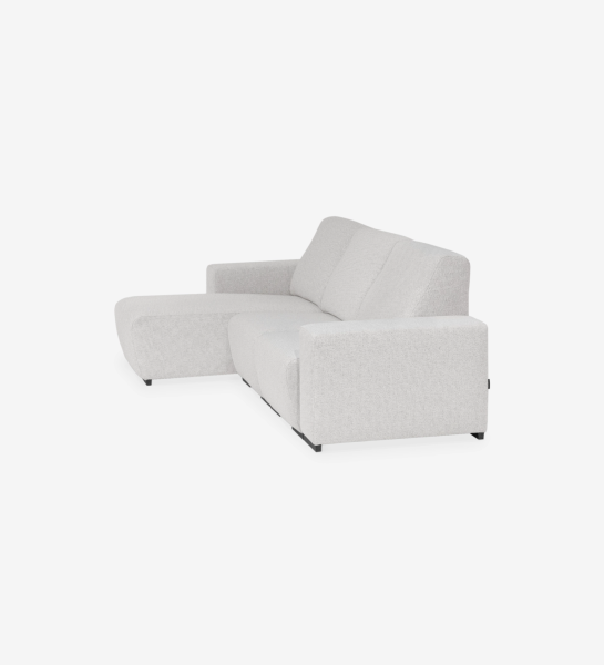 Sofá com chaise longue Lagos em tecido bouclé cinzento claro, chaise à esquerda