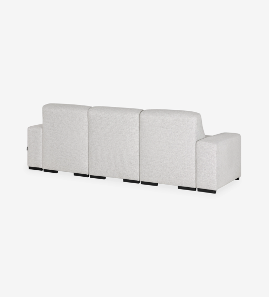 Sofá com Chaise Longue Lagos, vista traseira em tecido cinzento claro