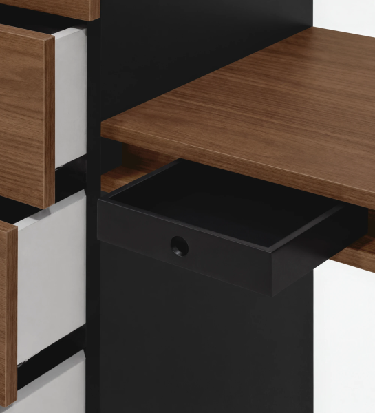 Camiseiro com Toucador Lagos wooden top and black panel with open pull-out drawer
