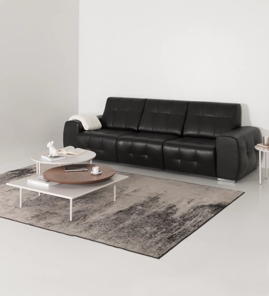 3 seater, upholstered in black eco-leather, with chrome legs.