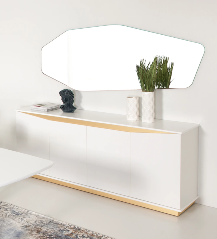Rectangular mirror with black lacquered frame.
