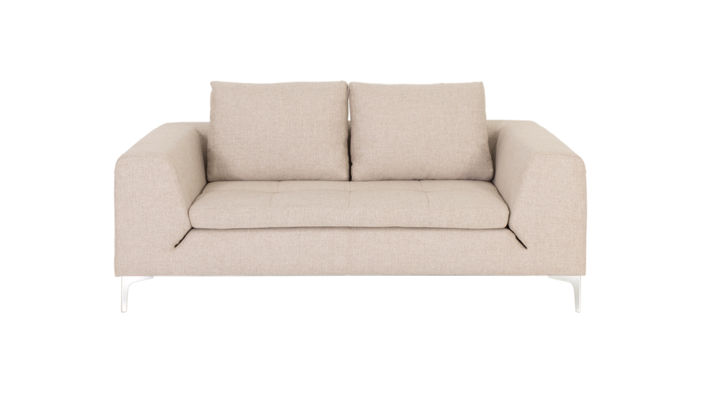 Sofá Bilbao 2 Lugares, estofado a tecido Babel Sand, pés metálicos
