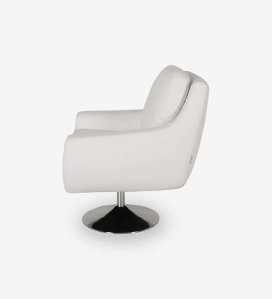 Amrchair upholstered in eco-leather with swivel base.