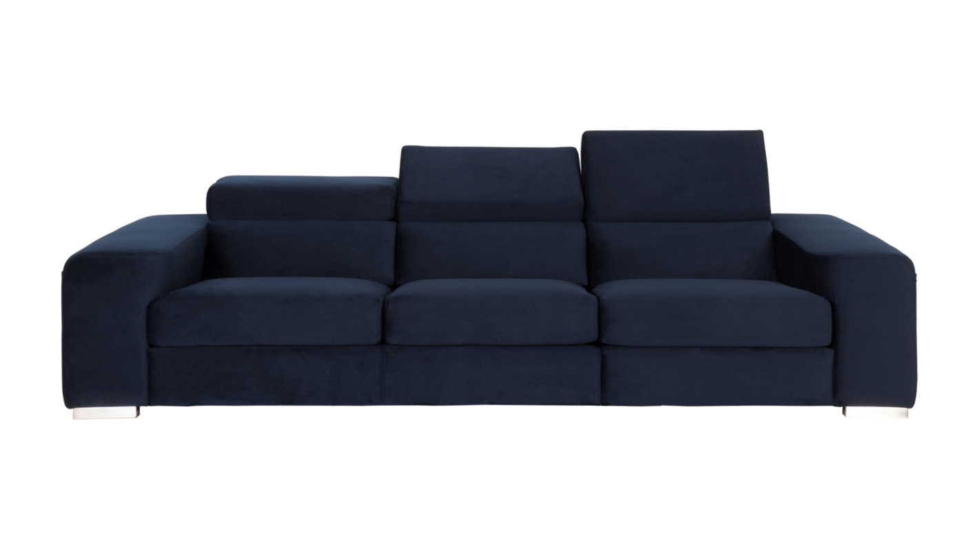 Sofá Califórnia 3 lugares, estofado a tecido Velvet Plus 39 Antarte