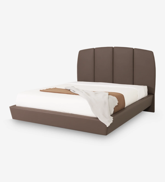 Eco-Leather upholstered double bed with hanging backboard.