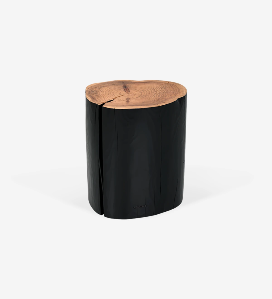 Table basse tronc haut en bois de cryptomeria laqué noir