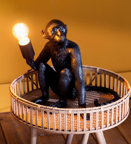 Candeeiro de mesa em forma de macaco negro