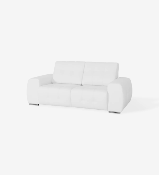 2 seater, upholstered in white eco-leather with chrome legs.