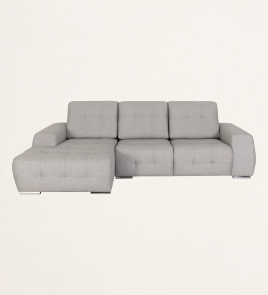 2 seater with chaise longue, upholstered in fabric.