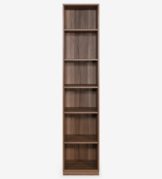 Tall bookcase in walnut, with removable shelves.