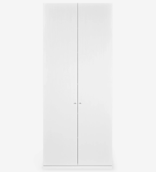 Móvel estante alto em carvalho branco, com 2 porta e prateleiras amovíveis.